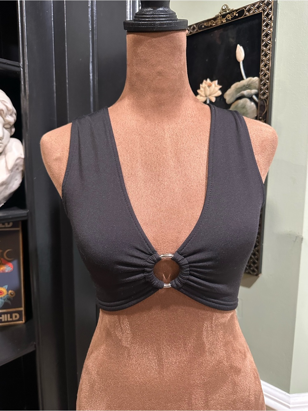Black Rave Top w/ Silver Ring Hardware – Size XS
